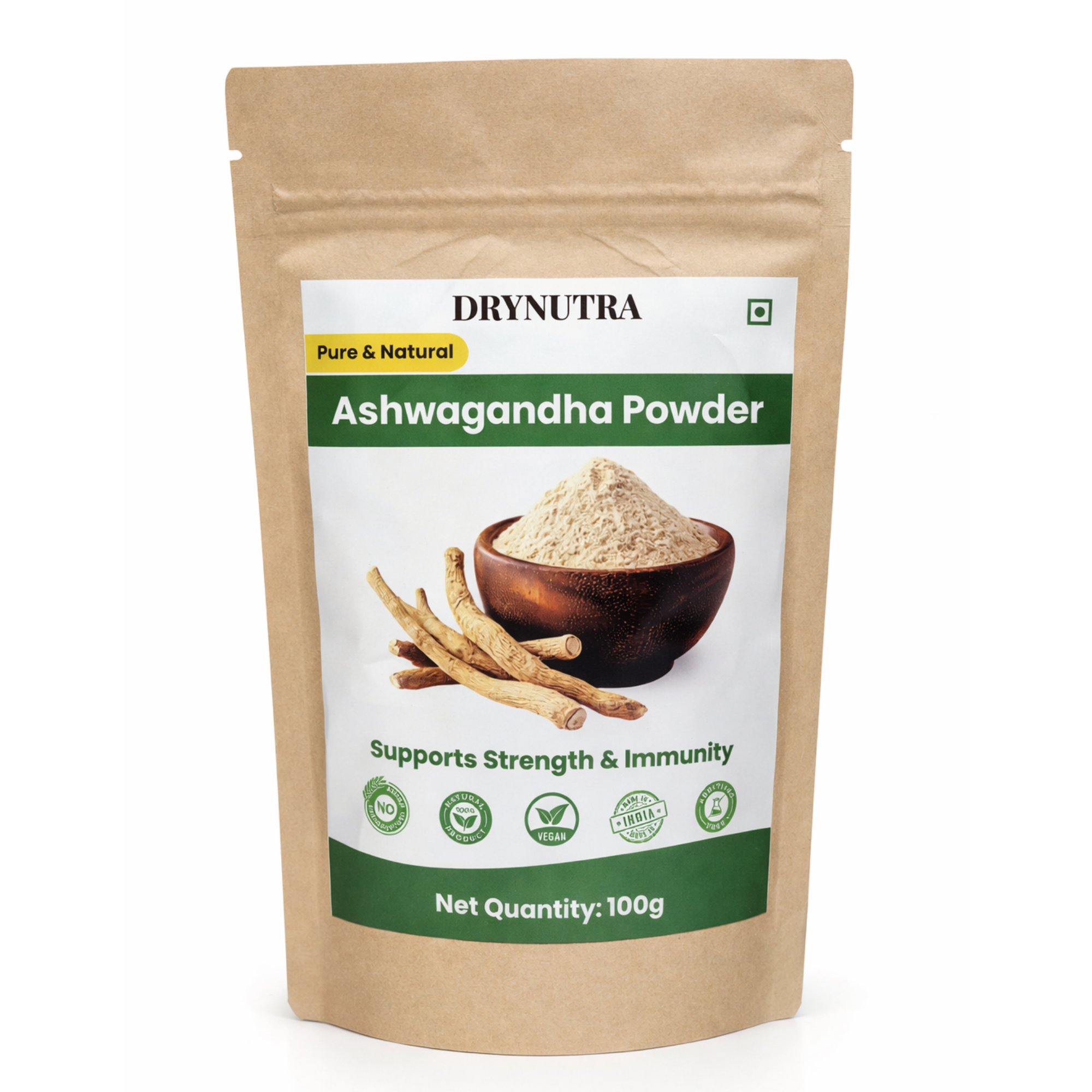 DryNutra Ashwagandha Powder – 100% Pure & Natural Withania Somnifera Root Powder | Stress Relief | Energy & Immunity Support | Ayurvedic Herbal Supplement