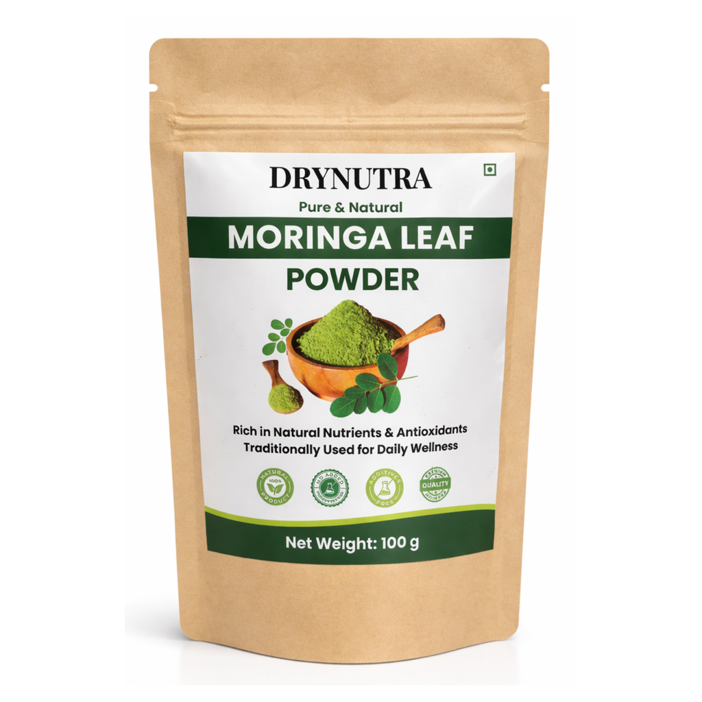 Drynutra Natural Moringa Powder | 100% Natural Drumstick Leaf Powder | Energy & Immunity Support | 100g